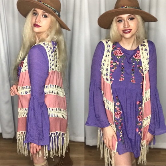 Umgee NWT Boutique Boho Crochet Vest Cardigan - Picture 3 of 14